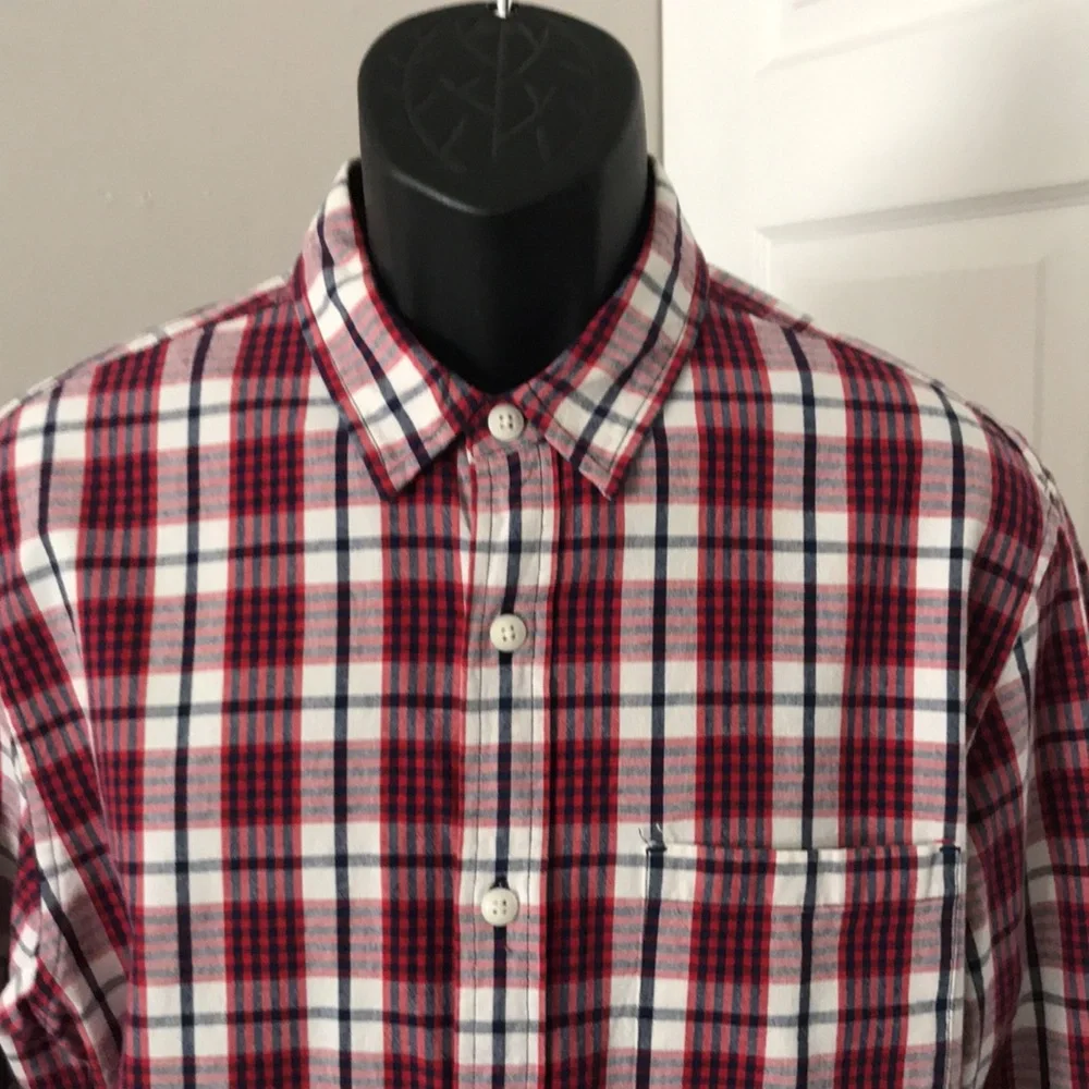 J CREW Red/Blue Plaid Long Sleeves Casual Mens Shirt | M